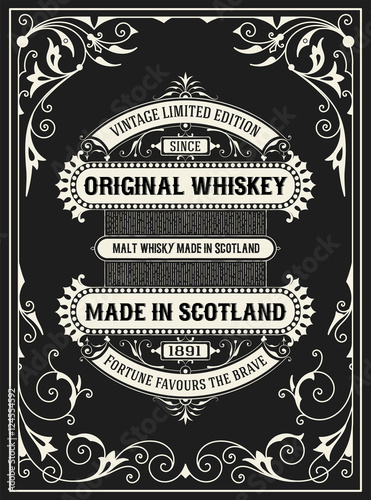 Whiskey label with old frames. Vector layered