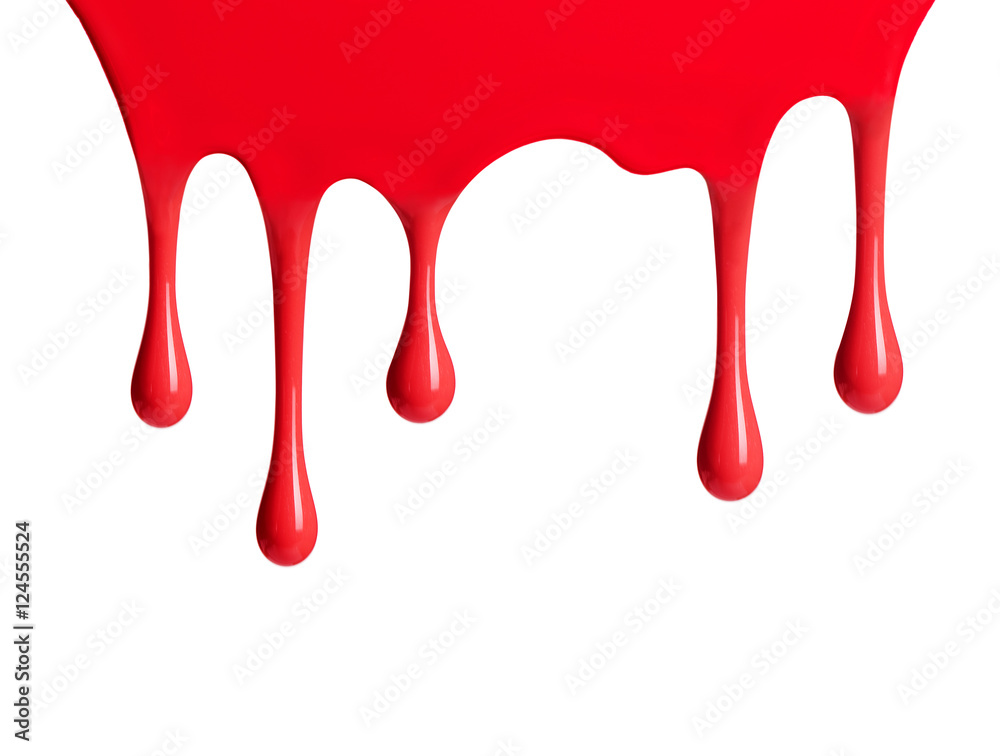 Red paint dripping isolated over white background Red paint dripping isolated over white background