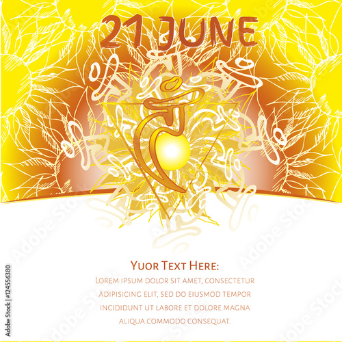 Chakra Vishuddha icon, ayurvedic symbol, flower pattern. 21 june. World yoga Day. International yoga day.
