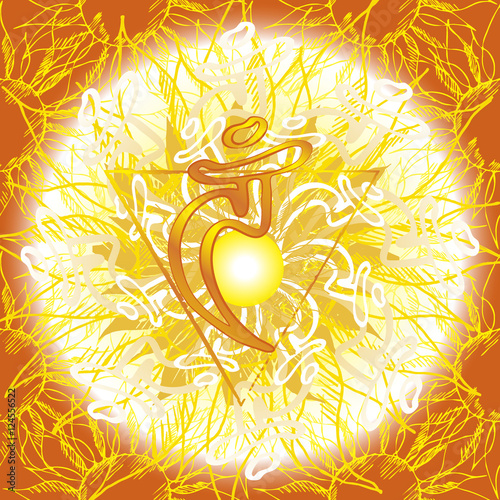 Chakra Vishuddha icon, ayurvedic symbol, flower pattern. 21 june. World yoga Day. International yoga day.
