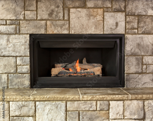 Natural gas fireplace for home Fototapeta