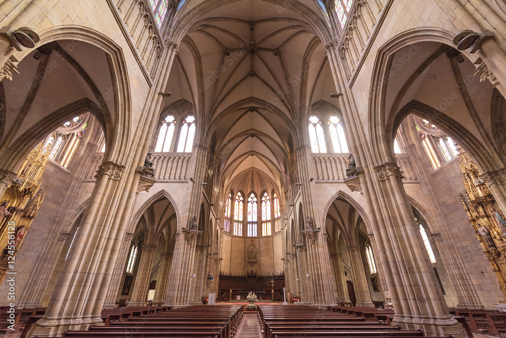  Inside of Buen pastor cathedral in San Sebastian , Spain.