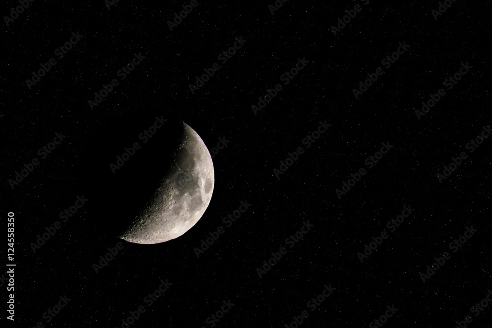 Crescent moon surrounded by bright stars. Crescent moon surrounded by bright stars.