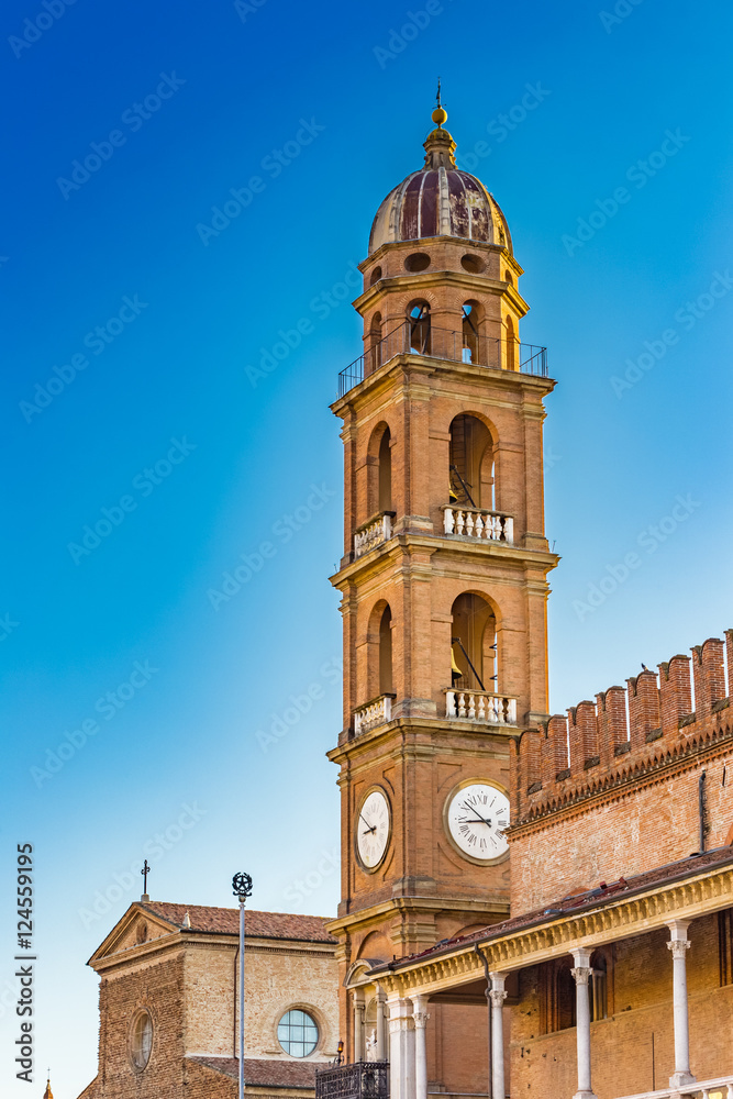 clock tower and church