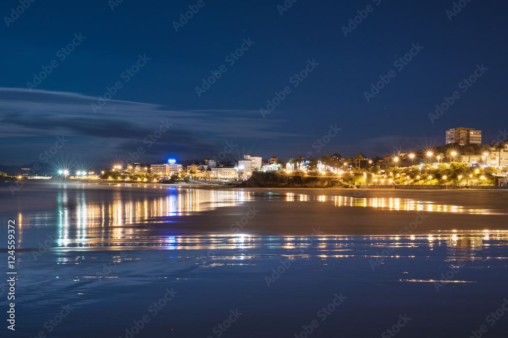 Santander bay at night, Cantabria, Spain.