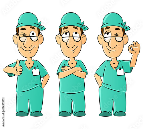 Cartoon doctor. A large series of mascots.