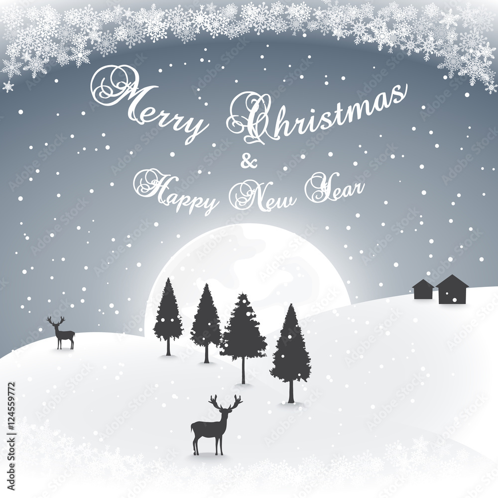 Merry christmas , Happy New Year , full moon Merry christmas , Happy New Year , full moon