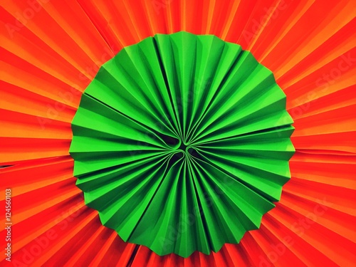 Orange and green Paper craft fan