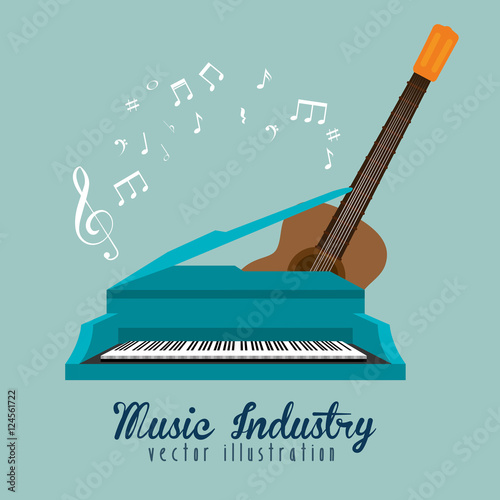music industry piano guitar and note musical vector illustration eps 10
