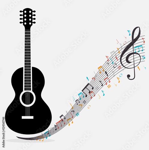 traditional guitar treble clef notes vector illustration eps 10