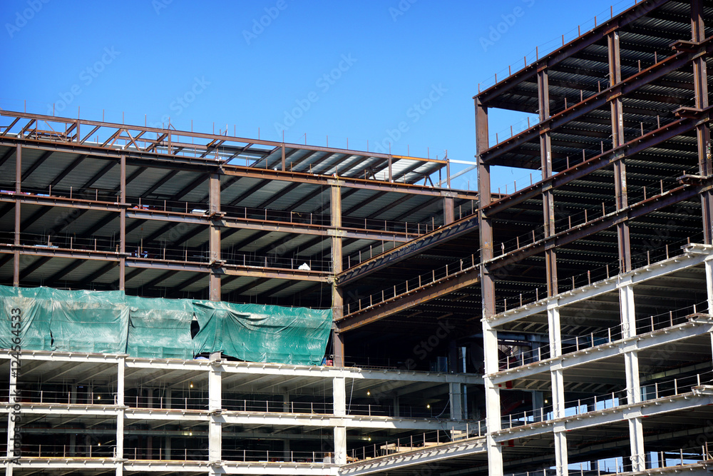 building under construction with iron girders building under construction with iron girders