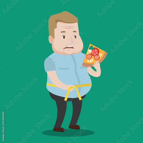 Man measuring waist vector illustration.