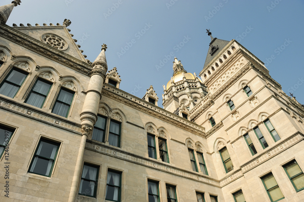 low angle view of the Hartford capitol building