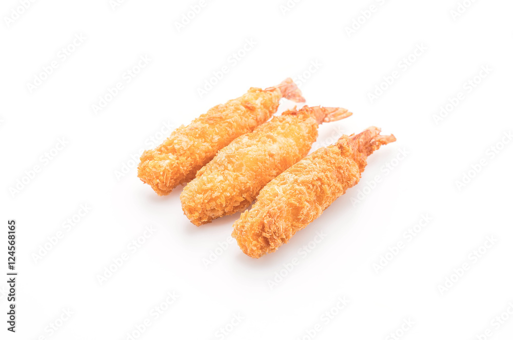 batter-fried prawns on white batter-fried prawns on white