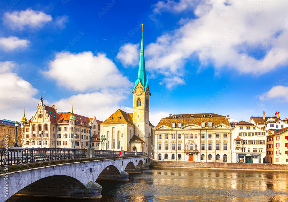 Fototapeta premium Downtown of Zurich at sunny day