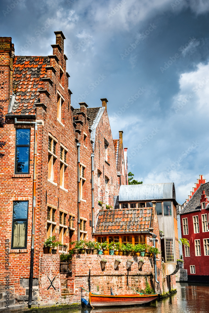 Fototapeta premium Gent, Flanders, Belgium - Leie River colorful houses