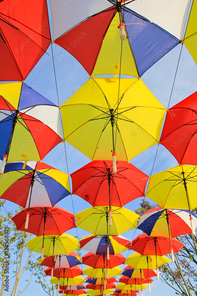 colorful umbrella on the sky / A view of colorful umbrella on the sky colorful umbrella on the sky / A view of colorful umbrella on the sky