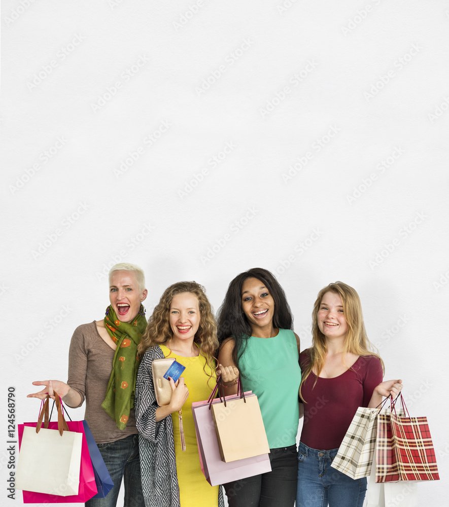 Women Shopping Spending Consumerism Shopaholic Concept Women Shopping Spending Consumerism Shopaholic Concept