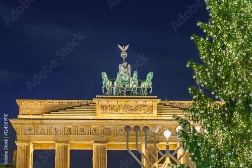 Brandenburg gate and christmas tree in Berlin, Germany