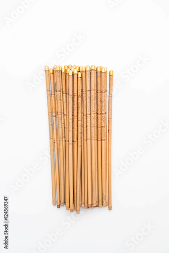 bamboo chopsticks on white