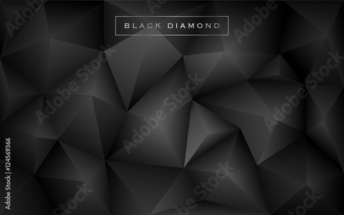 Abstract black diamond polygon background. Luxury low poly wallpaper design. Vector illustration