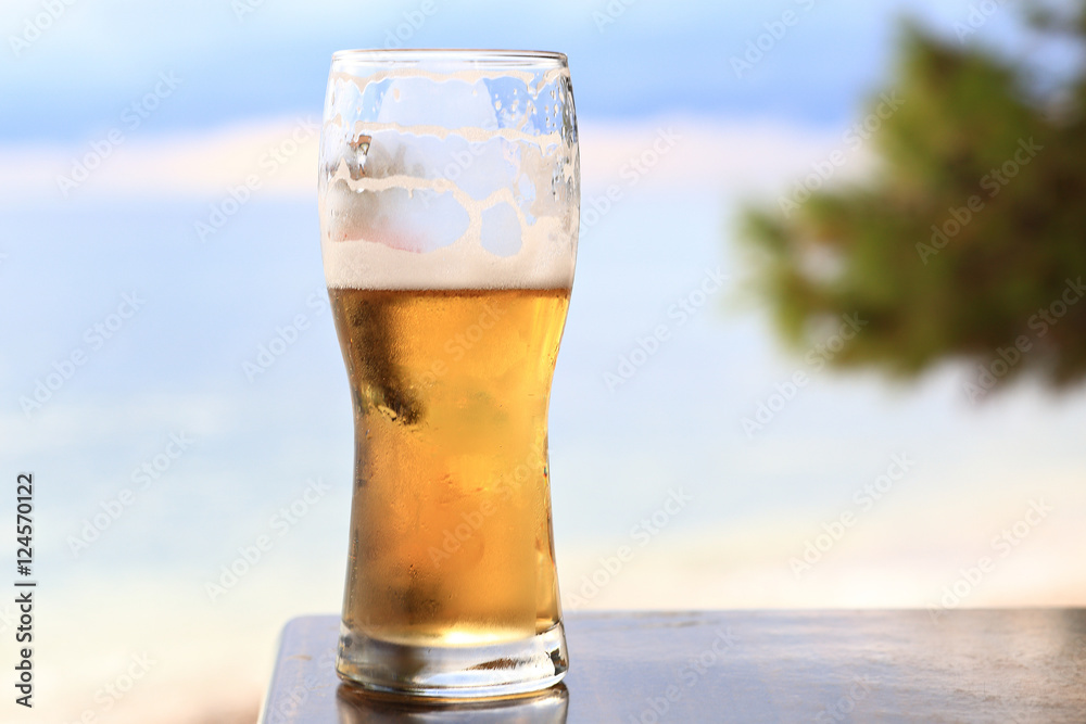 Close-up of light beer glas Close-up of light beer glas
