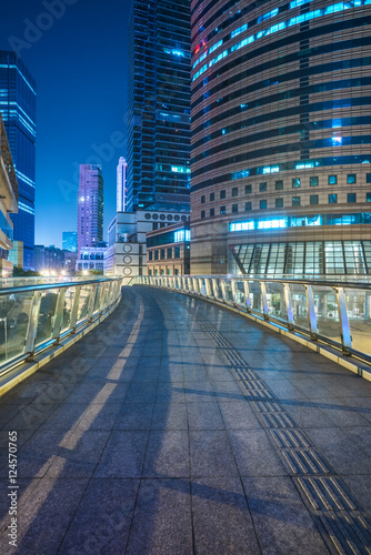 footbridge with cityscape at night in Shanghai,China.