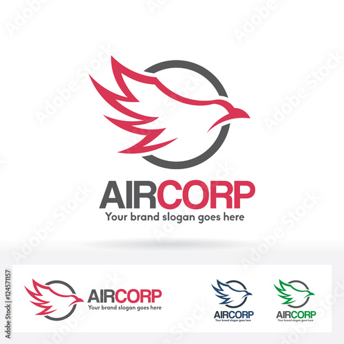 Free Download Eagle or Bird abstract shape on circle badge logo. Presenting Freedom and Leadership. - GFXLoad
