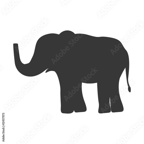 silhouette with elephant wild animal vector illustration