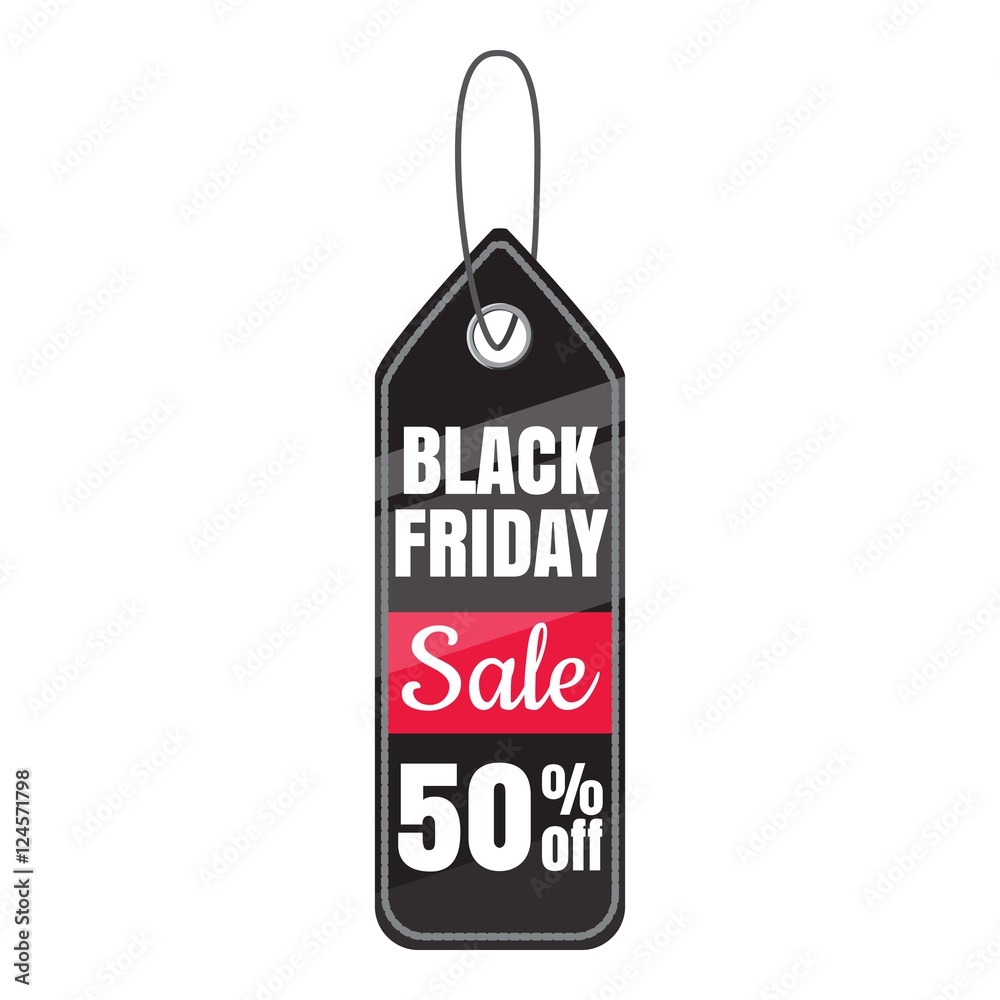 Tag black friday sale fifty percent discount icon. Cartoon illustration of tag black friday sale fifty percent discount vector icon for web