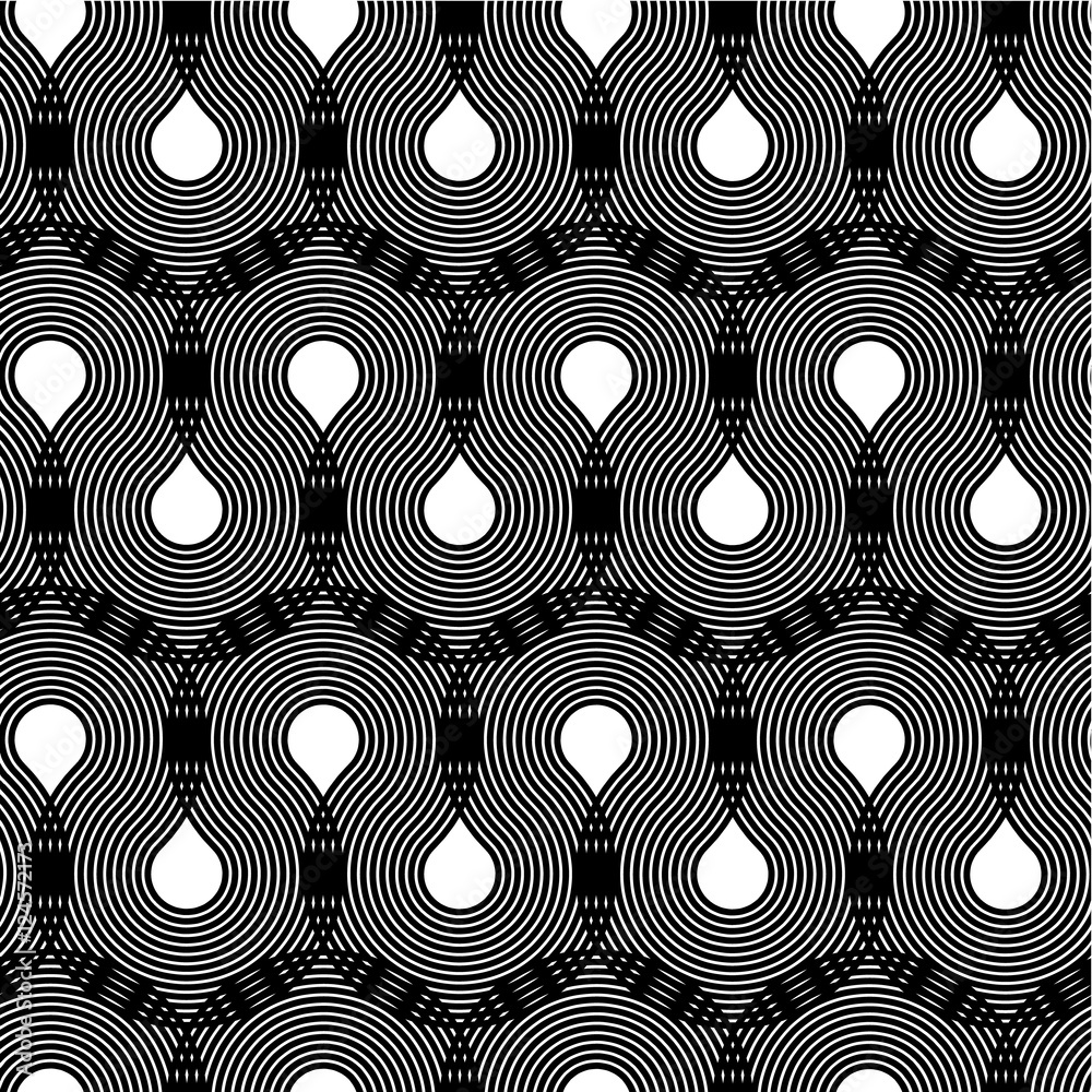 Vector Background with Geometric Rounded Striped Line.  Seamless Pattern.
