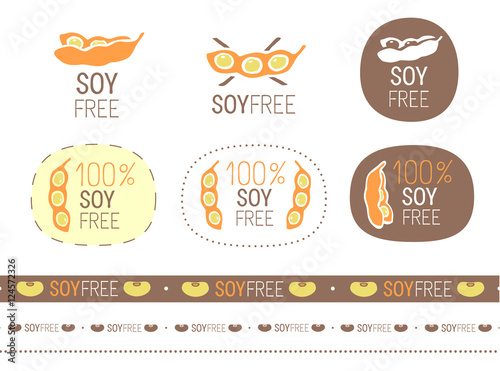 vector soy free sign set