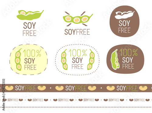 vector soy free sign set