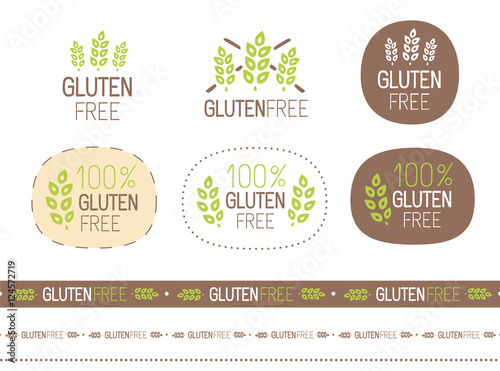 vector gluten free sign set