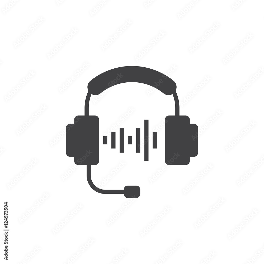 Call center support symbol. Headset icon vector, solid logo illustration, pictogram isolated on white Call center support symbol. Headset icon vector, solid logo illustration, pictogram isolated on white