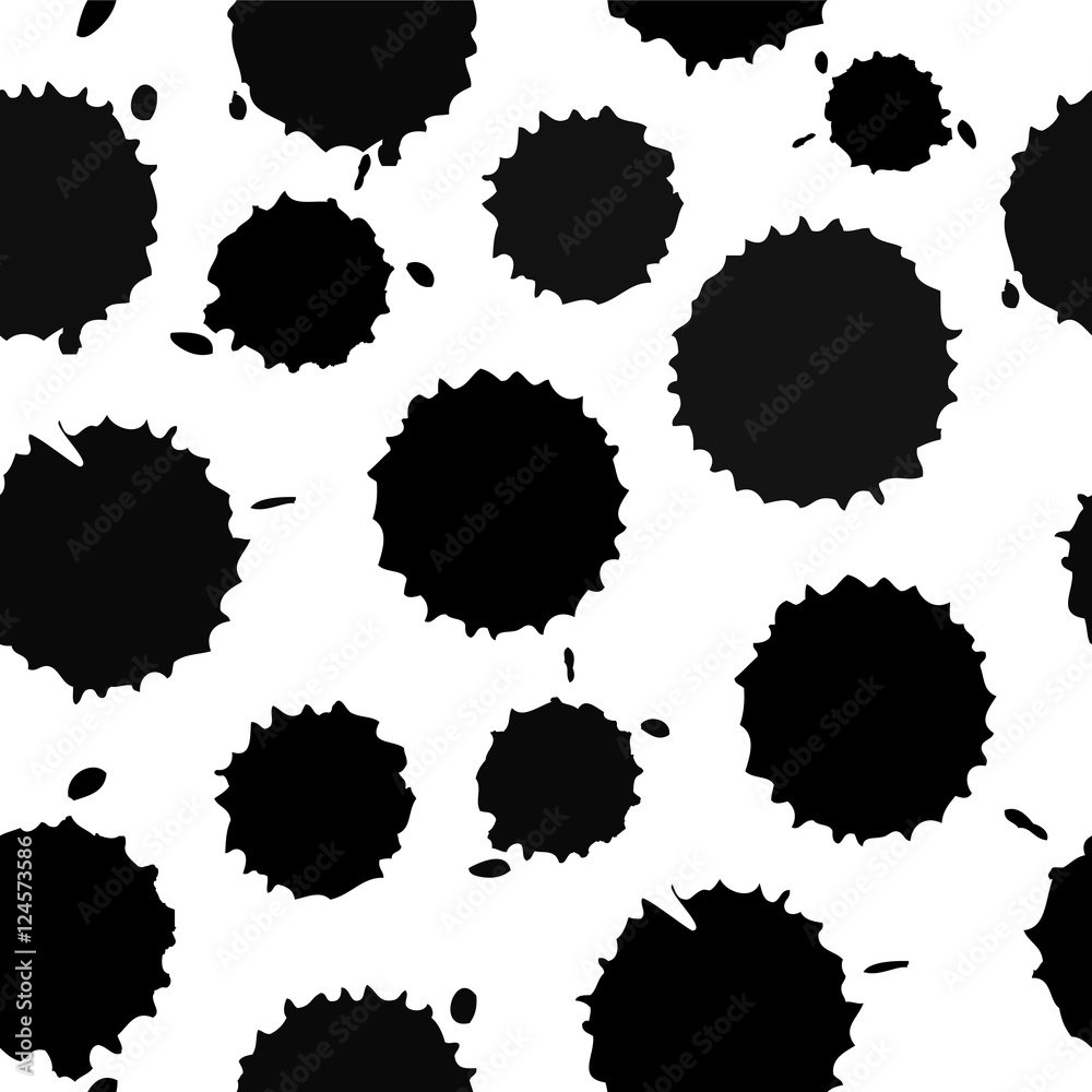 Vector seamless pattern. Seamless pattern of spots. Blots on the isolated white background. Watercolor abstract seamless background. Dotted texture. Pattern with spots of water.