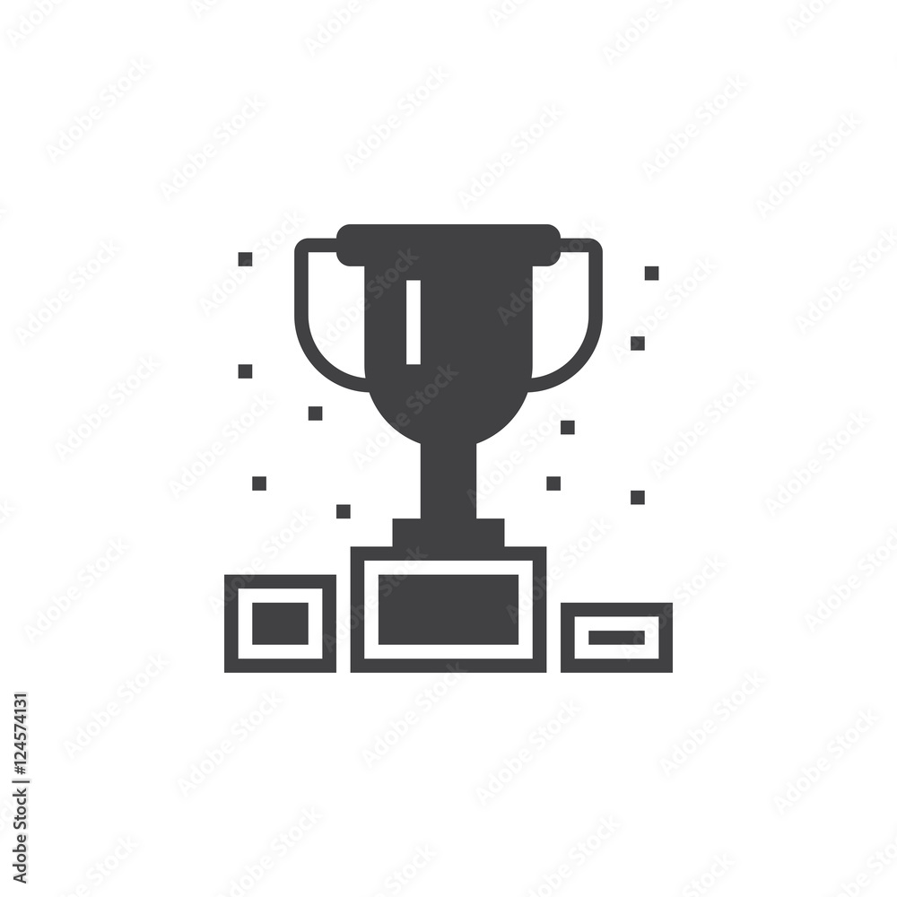 Winner podium icon vector, first place cup solid logo illustration, pictogram isolated on white Winner podium icon vector, first place cup solid logo illustration, pictogram isolated on white