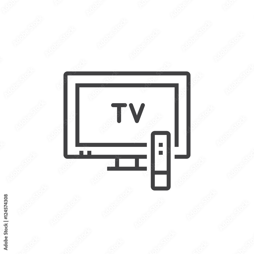 television line icon, outline tv vector logo illustration, linear pictogram isolated on white television line icon, outline tv vector logo illustration, linear pictogram isolated on white