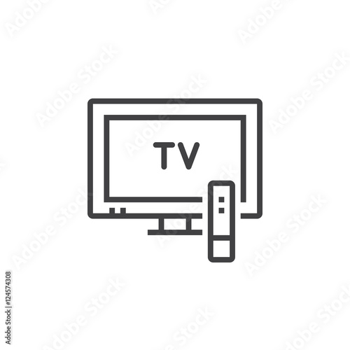 television line icon, outline tv vector logo illustration, linear pictogram isolated on white