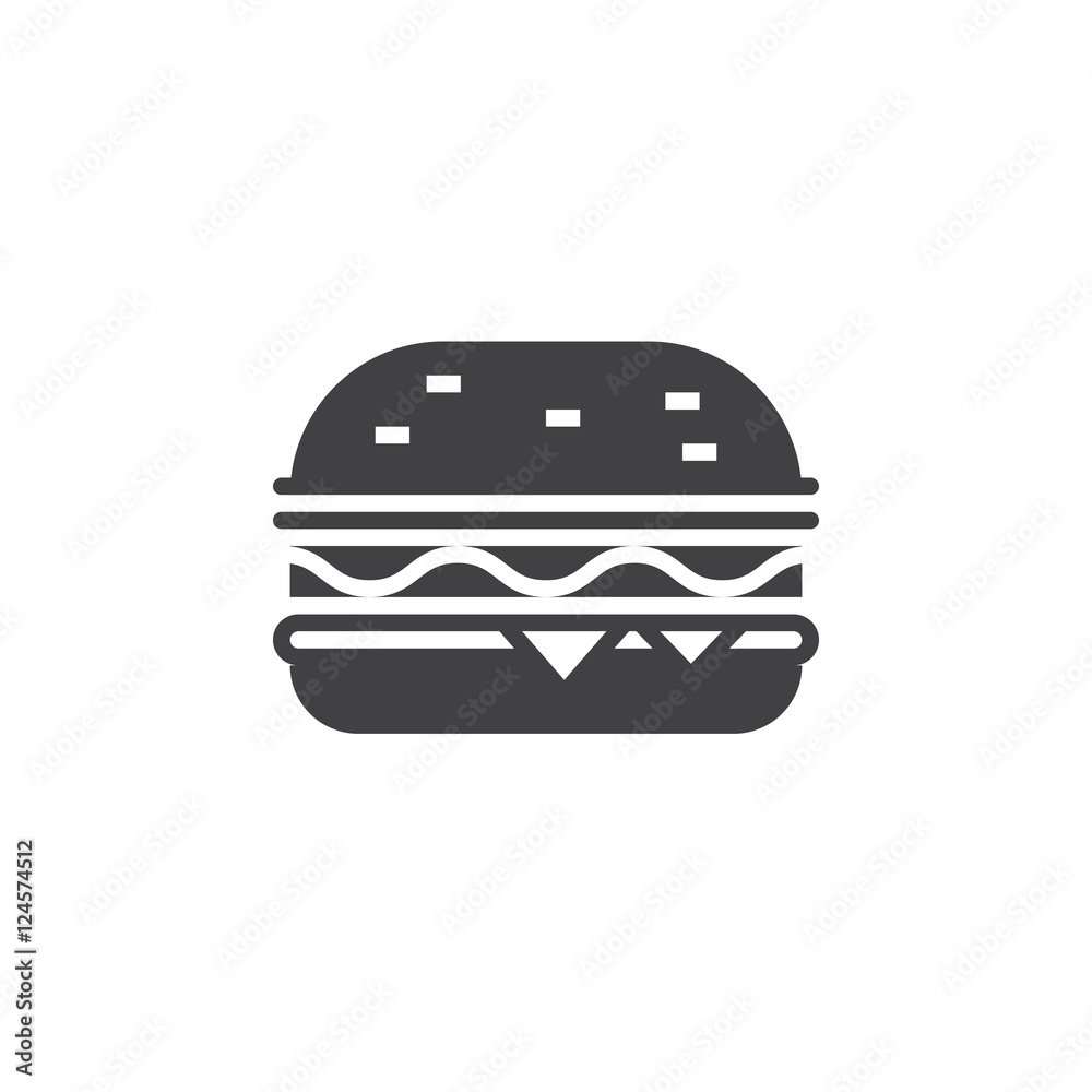 Fast food symbol. Hamburger icon vector, burger solid logo illustration, pictogram isolated on white Fast food symbol. Hamburger icon vector, burger solid logo illustration, pictogram isolated on white