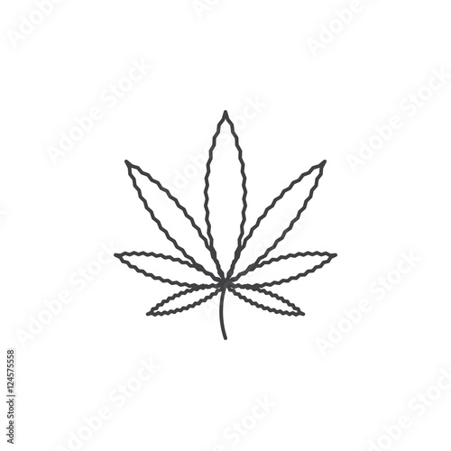 Cannabis leaf line icon, Marijuana outline vector logo illustration, linear pictogram isolated on white