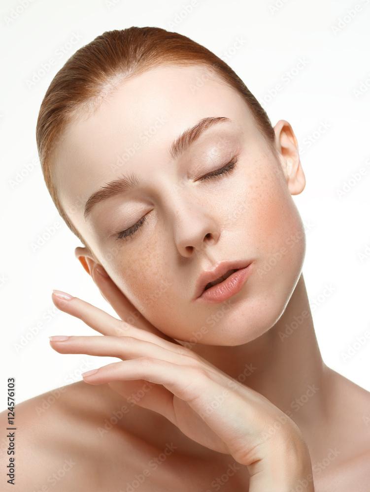 Emotional beauty portraits red-haired girl. Emotional beauty portraits red-haired girl.