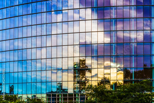 Glass facade of modern building