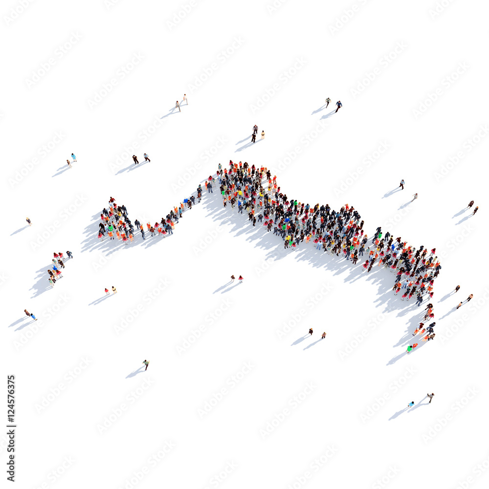 Obraz premium people group shape map Turks and Caicos Islands