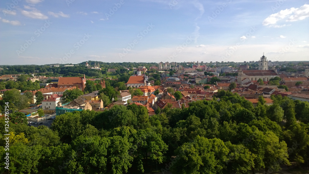 Panoramic view from castle hill in Vilnius