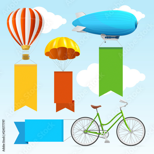 Airship Transport Banners. Vector