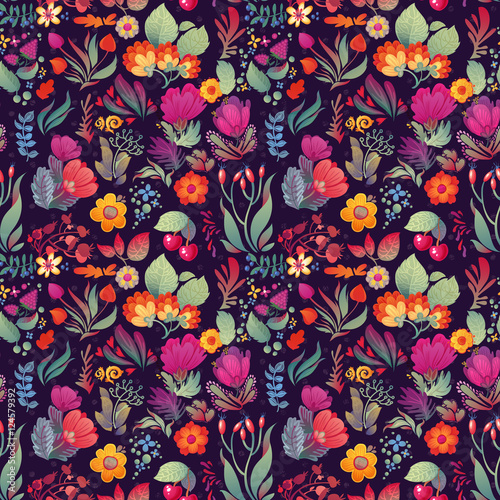 Flowers seamless pattern decorative vector card illustration © lara_cold