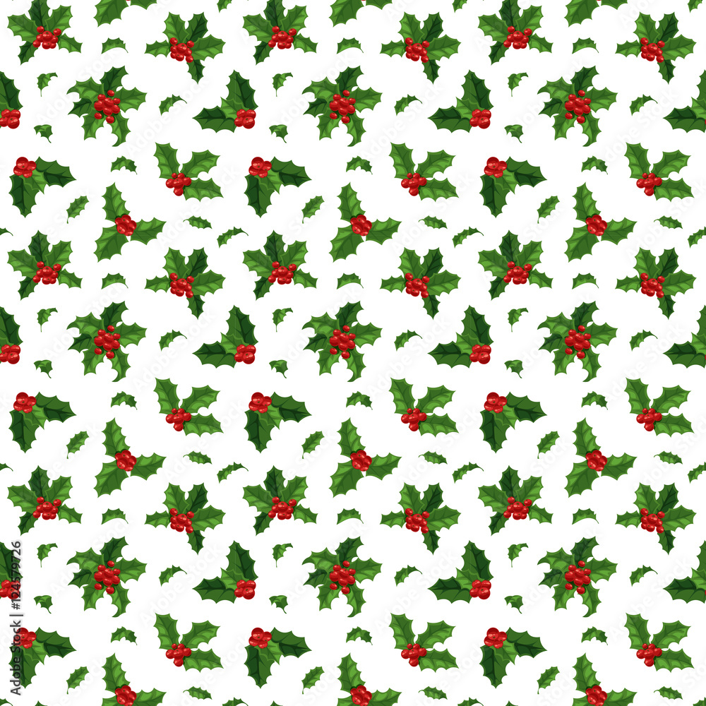 Christmas berry decoration seamless pattern