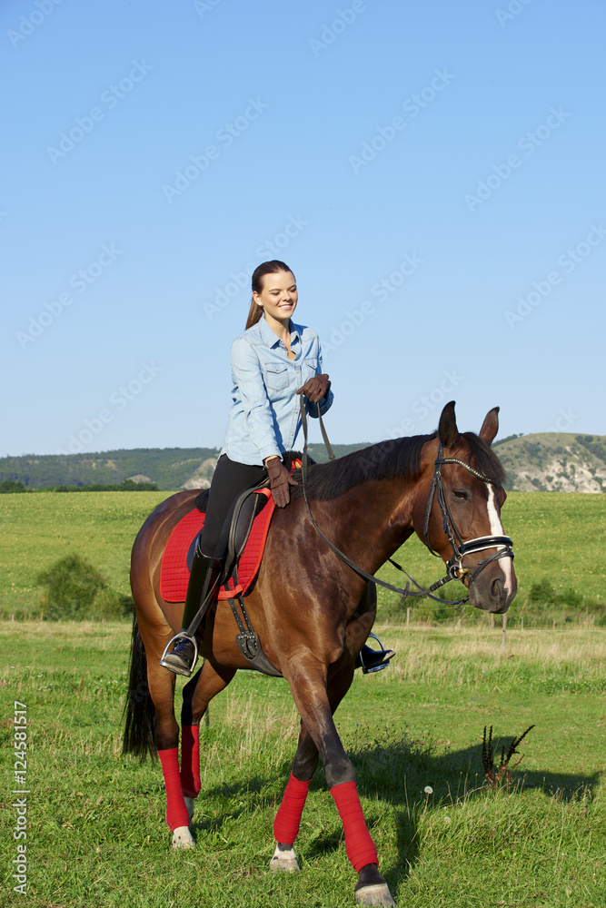 Enjoying horseback riding in nature Enjoying horseback riding in nature