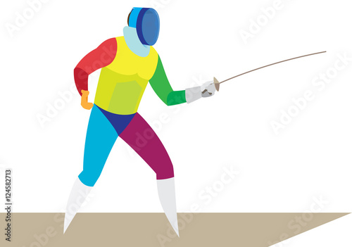 young athlete is a fencer who is ready to attack